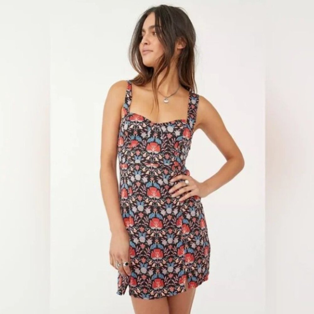 Free People NWOT Black Combo Sasha Mini Dress, Large